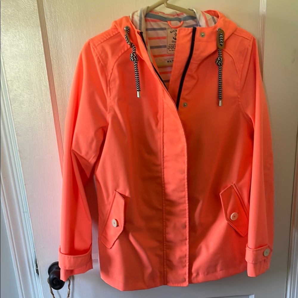 Joules Orange Utility Jacket with Hood and Water-Resistant Fabric